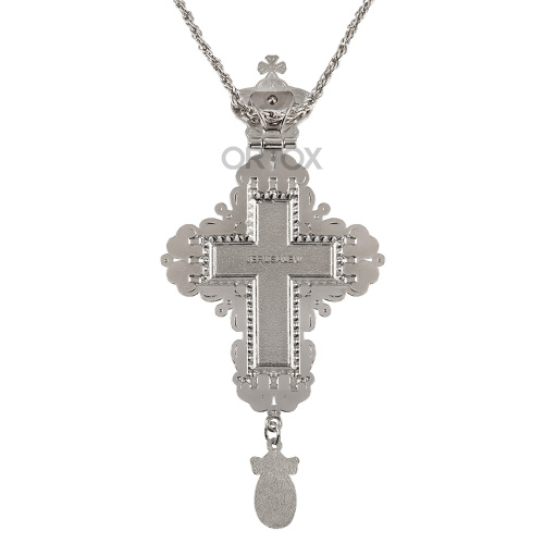 Крест наперсный латунный с цепью, 7,5х16 см фото 4
