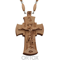 Крест наперсный "Наградной" деревянный, резной, с цепью, 6,8х11,5 см
