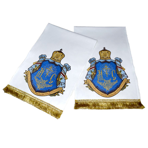 Рушник архиерейский вышитый "Вензель цветной", 210х40 см фото 2