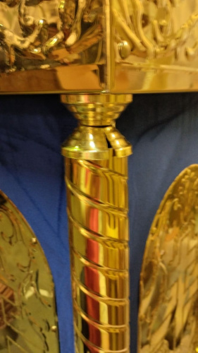 Подставка церковная "Синайская", чеканка, голубая ткань, 50х50х93 см, У-1027 фото 2