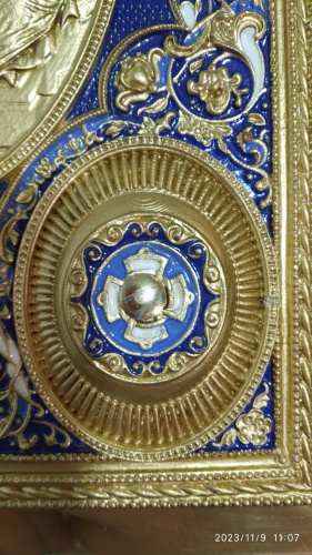 Евангелие напрестольное синее, полный оклад "под золото", 24х31 см, У-0909 фото 10