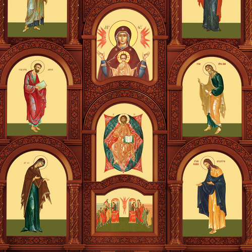 Иконостас деревянный резной "Владимирский" пятиярусный, цвет "кипарис", 690х860х45 см фото 10 Иконостас деревянный резной "Владимирский" пятиярусный, цвет "кипарис", 690х860х45 см фото 10