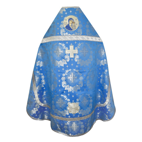 Иерейское облачение голубое с иконой Божией Матери "Казанская", парча фото 2 Иерейское облачение голубое с иконой Божией Матери "Казанская", парча фото 2