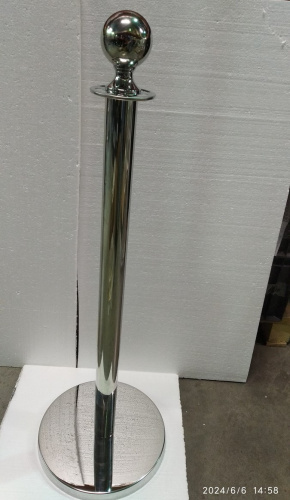 Столбик ограждения солеи металлический с шаром, 32х94 см, цвет "под серебро", У-1219 фото 2
