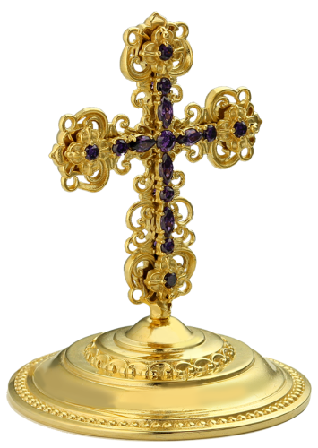 Крест на митру латунный с позолотой фото 3