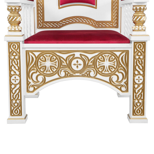 Архиерейский трон "Ярославский", белый с золотом (патина), 78х72х160 см фото 6