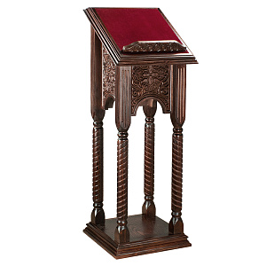 Аналой боковой "Петропавловский" темный, 44х44х120 см, У 3-2022 (красная ткань)