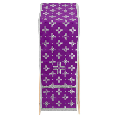 Накидка на аналой перекидная, шелк "Святительский", фиолетовая с серебром, 45,5х200 см фото 2