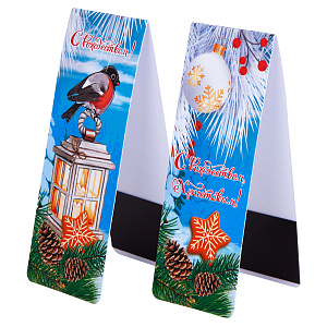 Магнитная закладка "Рождество Христово! Снегирь", 3,5х9,5 см (картон)