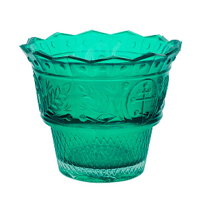 Стаканчик для лампады "Ландыш" зеленый, 8,5х7 см (стекло)