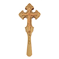 Крест требный деревянный резной светлый, 11х27 см