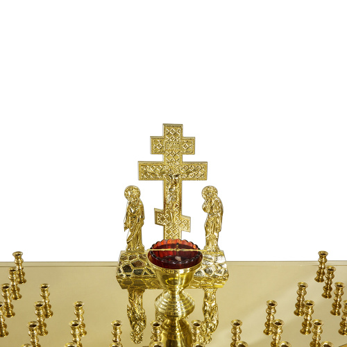 Крышка панихидного стола на 100 свечей с литой Голгофой, на ножках, литье, 85х50 см фото 5