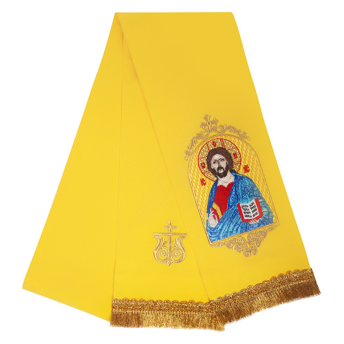 Закладка для Евангелия с иконой Спасителя желтая, 160х14,5 см