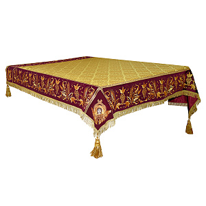 Пелена на престол комбинированная, вышивка, цветной галун (фиолетовый с золотом)