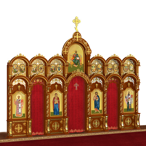Иконостас "Благовещенский" двухъярусный, цвет "кипарис" с золотом, 664х493х28 см фото 3