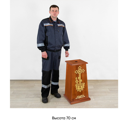Подставка под хоругвь, крест, икону "Суздальская", цвет "кипарис" с золотом (поталь) фото 5