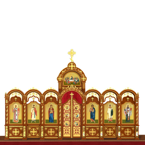 Иконостас "Благовещенский" одноярусный, цвет "кипарис" с золотом, 664х449х28 см фото 2