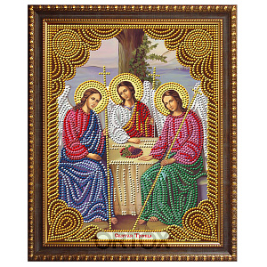 Алмазная мозаика "Икона Пресвятой Троицы", 22х28 см (13 цветов страз)