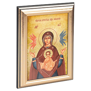 Икона Божией Матери "Знамение" в пластиковой рамке, 13х1,5х18 см (стекло, картон)