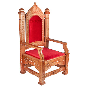 Архиерейский трон "Вятский" светлый, 78х72х150 см (синяя ткань)