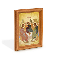 Икона Святой Троицы в деревянной рамке, цвет "кипарис", 12х1,5 х17 см