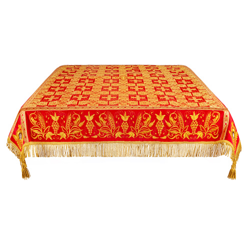 Пелена на престол красная с золотой вышивкой, парча, 130х130 см фото 2