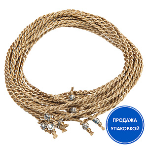 Гайтан хлопковый бронзовый (замок бусина), 50 см (упаковка 10 шт.) (текстиль)