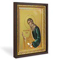 Икона пророка Илии, в широком багете, цвет "темный дуб", на холсте, с золочением