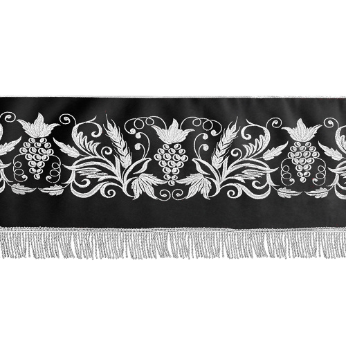 Пелена на престол комбинированная, черная с серебром, вышивка фото 3 Пелена на престол комбинированная, черная с серебром, вышивка фото 3