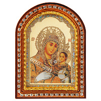 Икона настольная Божией Матери "Иерусалимская", пластиковая рамка, 6,4х8,6 см