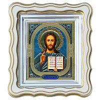 Икона Спасителя "Господь Вседержитель", 25х28 см, фигурная багетная рамка, У-1251