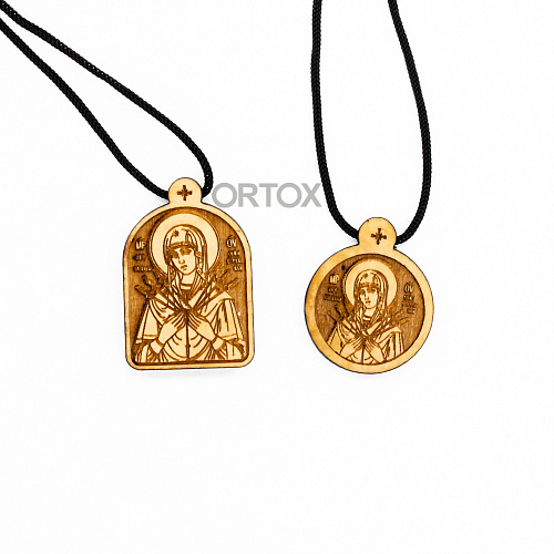 Образок деревянный с иконой Божией Матери "Семистрельная"