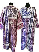 Облачение диаконское фиолетовое с вышивкой, шелк, отделка галун в цвет облачения с рисунком крест