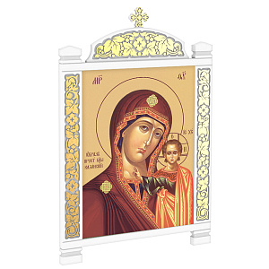 Киот настенный "Суздальский" белый с золотом (поталь), один модуль (без рамки)