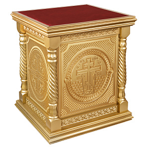 Облачение на престол "Костромское", цвет "золото", высота 105 см (90х90х105 см красная ткань, краска)