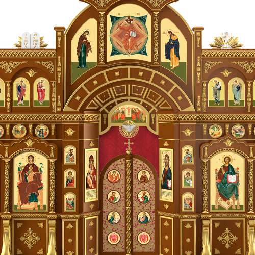 Иконостас "Рождественский" трехъярусный, цвет "кипарис" с золотом (поталь), 848,5х697х53 см фото 5