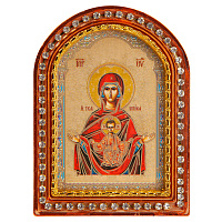 Икона настольная Божией Матери "Знамение", пластиковая рамка, 6,4х8,6 см, У-0837