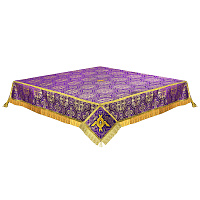 Пелена на престол с вышитыми херувимами фиолетовая, шелк