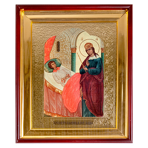 Икона большая храмовая Божией Матери "Целительница", прямая рама (46х56 см)