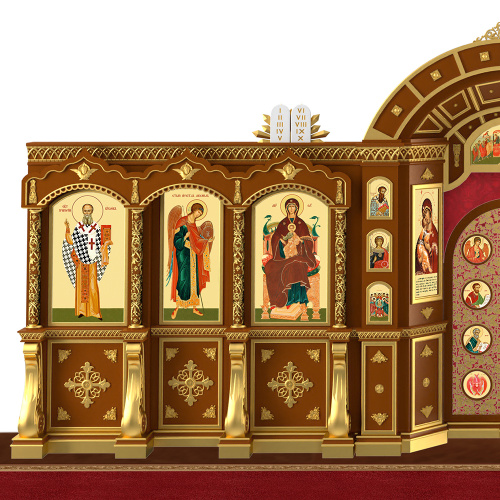 Иконостас "Рождественский" одноярусный, цвет "кипарис" с золотом (поталь), 848,5х426х53 см фото 6