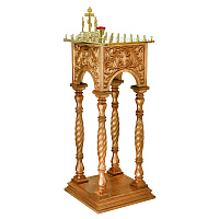 Панихидный стол на 36 свечей "Тверской" светлый, 40х40 см, колонны, резьба