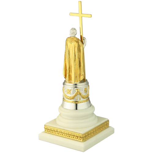 Скульптура "Равноапостольный князь Владимир" из ювелирного сплава в серебрении и позолоте, 15 см фото 2