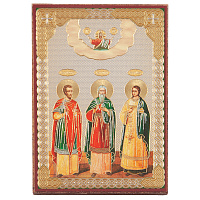 Икона мучеников и исповедников Гурия, Самона и Авива Едесских, МДФ, 6х9 см