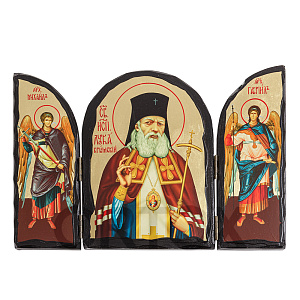 Складень тройной с ликами святителя Луки Крымского, Архангелов Михаила и Гавриила, 17х23 см, №3 (17х23 см)
