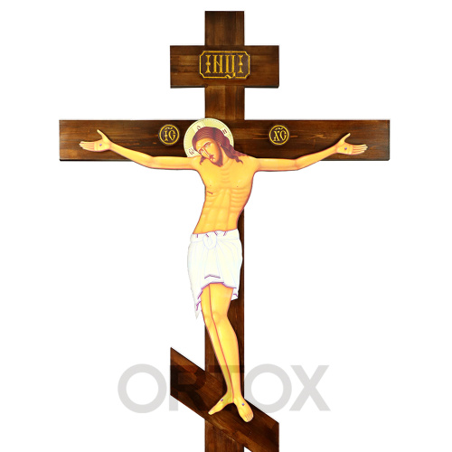 Крест-голгофа напольная, цветная печать, резьба фото 2