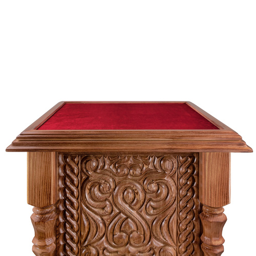 Подставка церковная "Ивановская" светлая, без дверки, красная ткань, 50х50х90 см фото 3