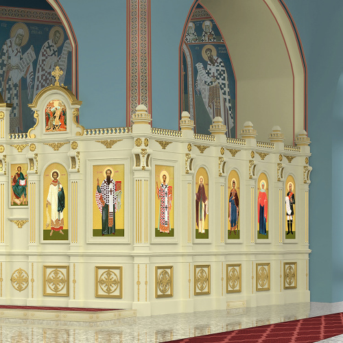 Иконостас двухъярусный (Московская обл.), оливковый с золотом (поталь), 520х430х540 см фото 3