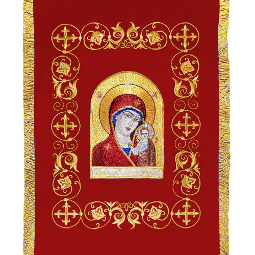 Хоругви вышитые красные с отделкой "под золото", 50х145 см, комплект фото 4