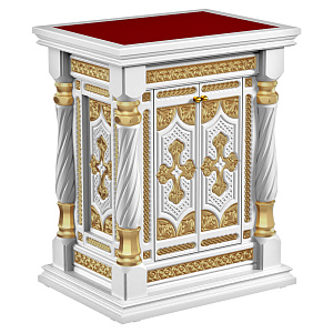 Жертвенник "Костромской" белый с золотом (поталь) (80х60х100 см)