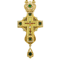 Крест наперсный латунный в позолоте, с цепью, 8,5х19 см